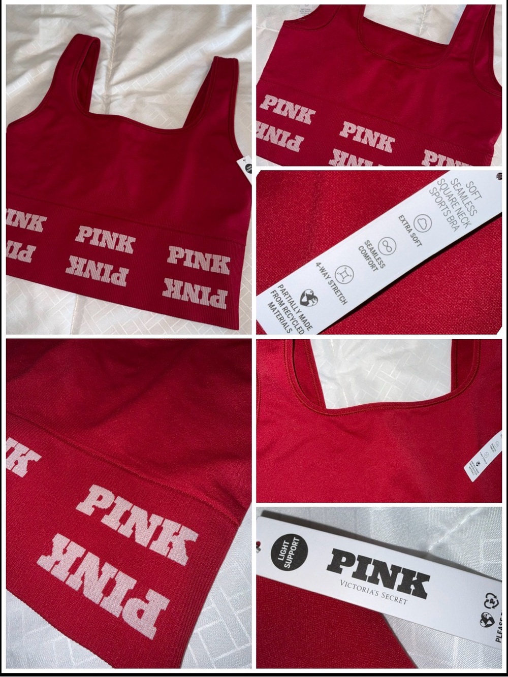 PINK Victoria's Secret Red Logo Seamless Sports Bra